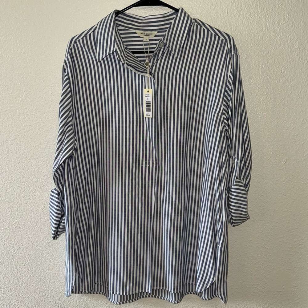 Blue and White Stripe Blouse